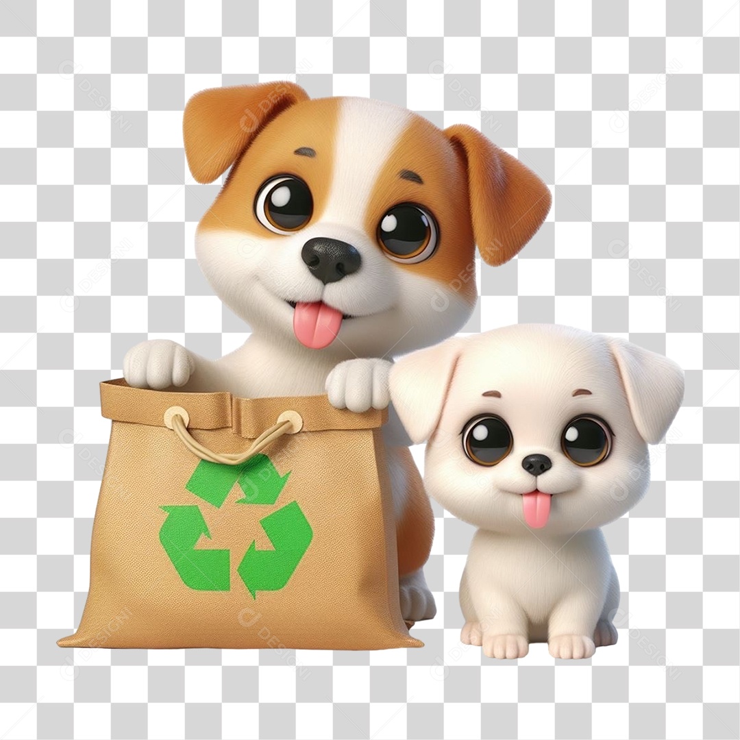 Cachorro Lixo Reciclagem PNG Transparente
