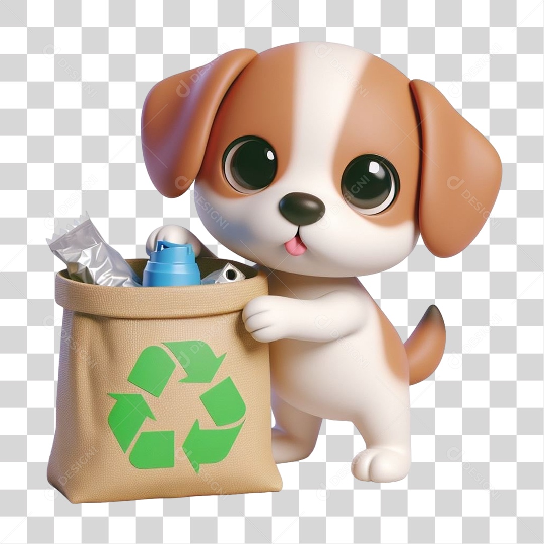 Cachorro Lixo Reciclagem PNG Transparente