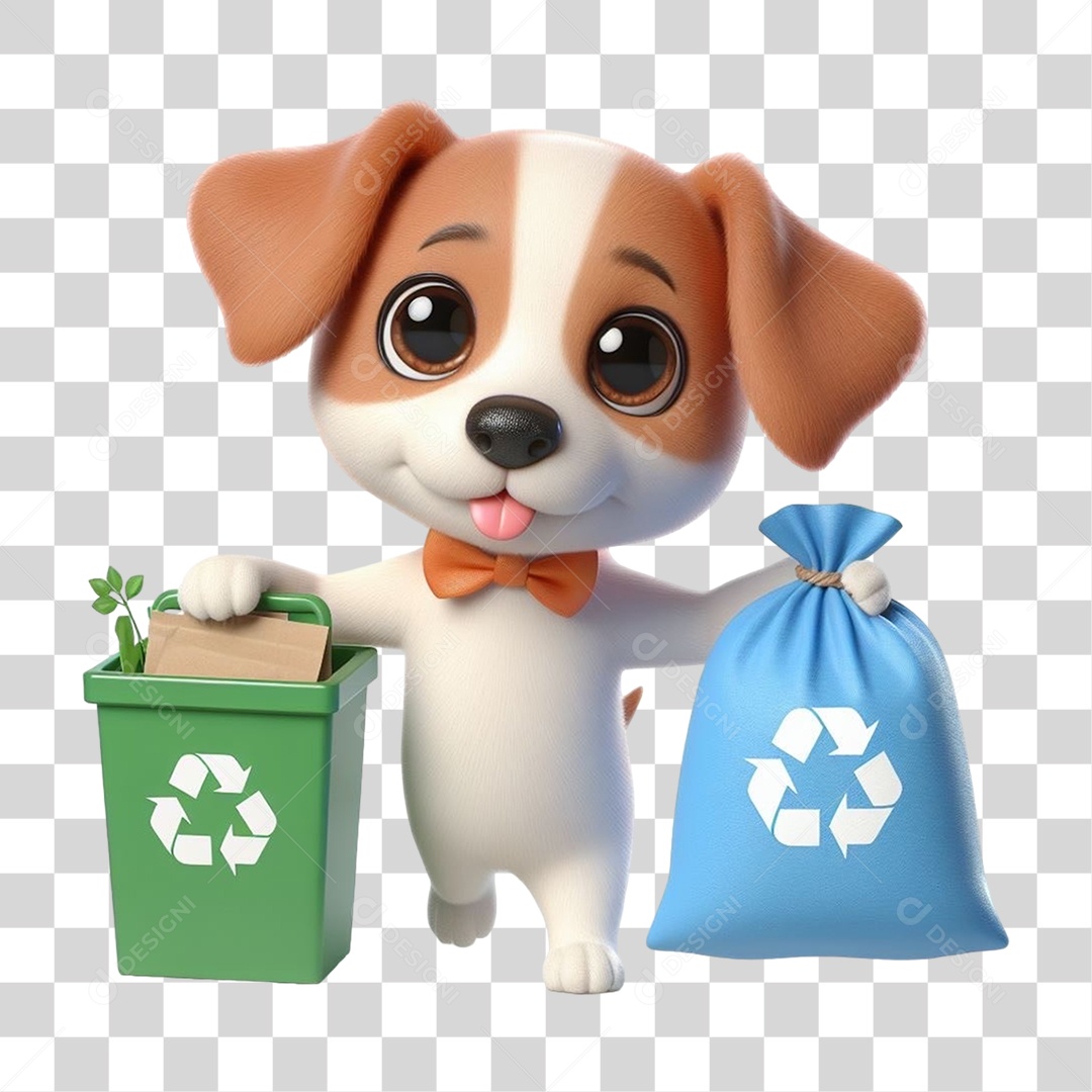 Cachorro Lixo Reciclagem PNG Transparente
