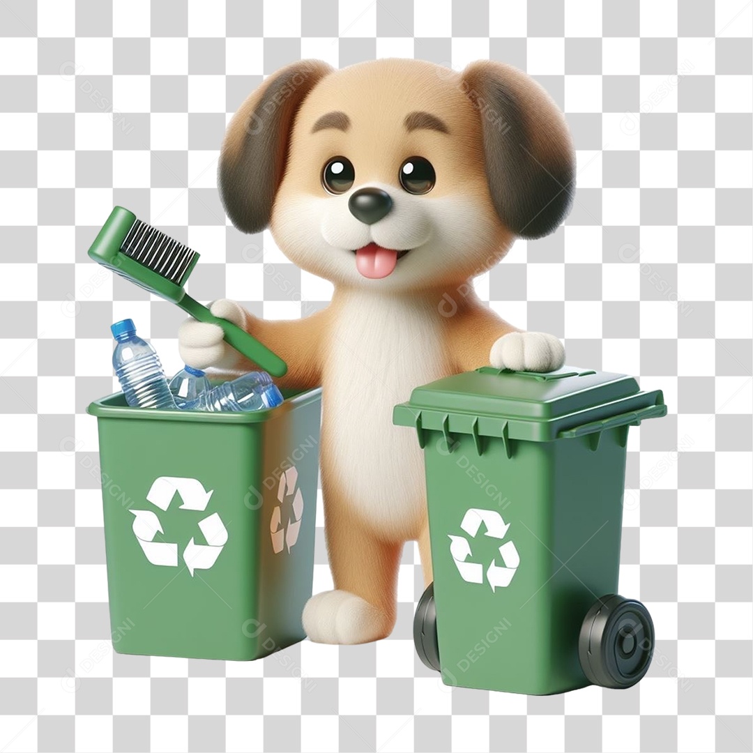 Cachorro Lixo Reciclagem PNG Transparente