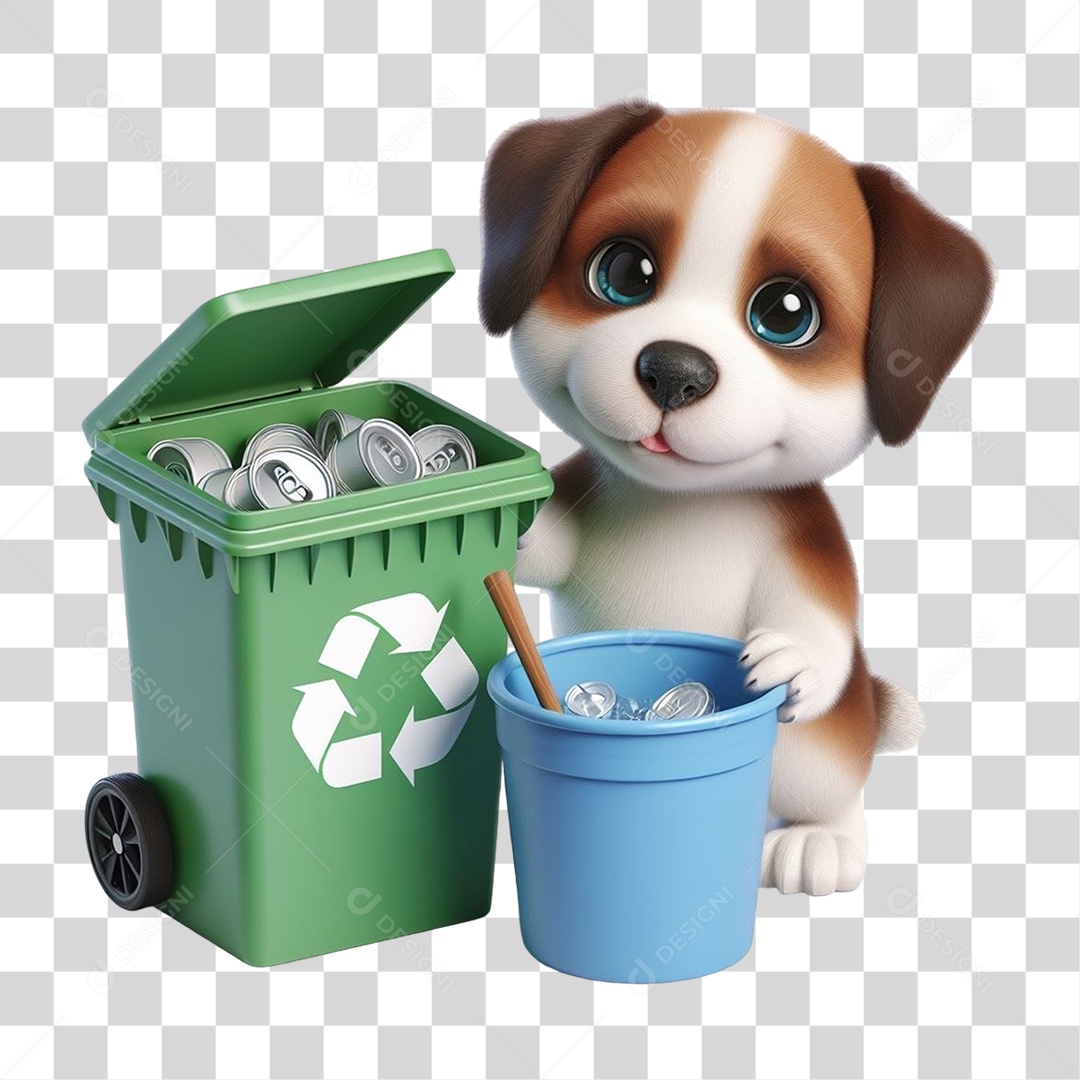 Cachorro Lixo Reciclagem PNG Transparente