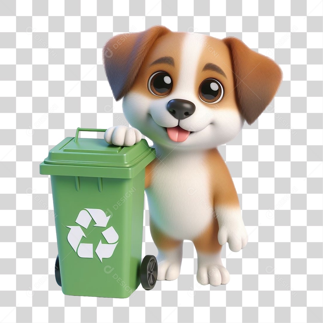 Cachorro Lixo Reciclagem PNG Transparente