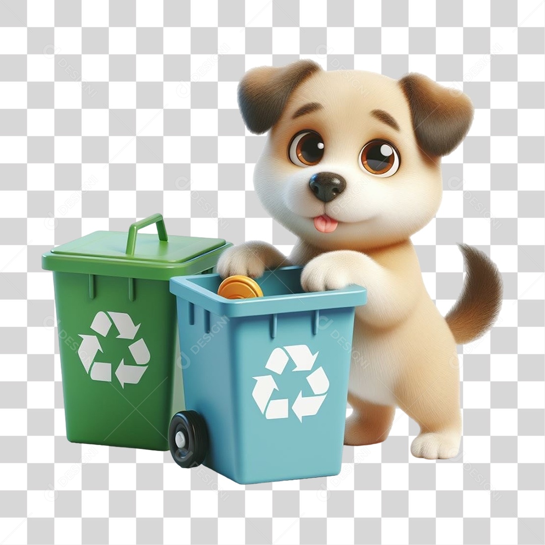 Cachorro Lixo Reciclagem PNG Transparente