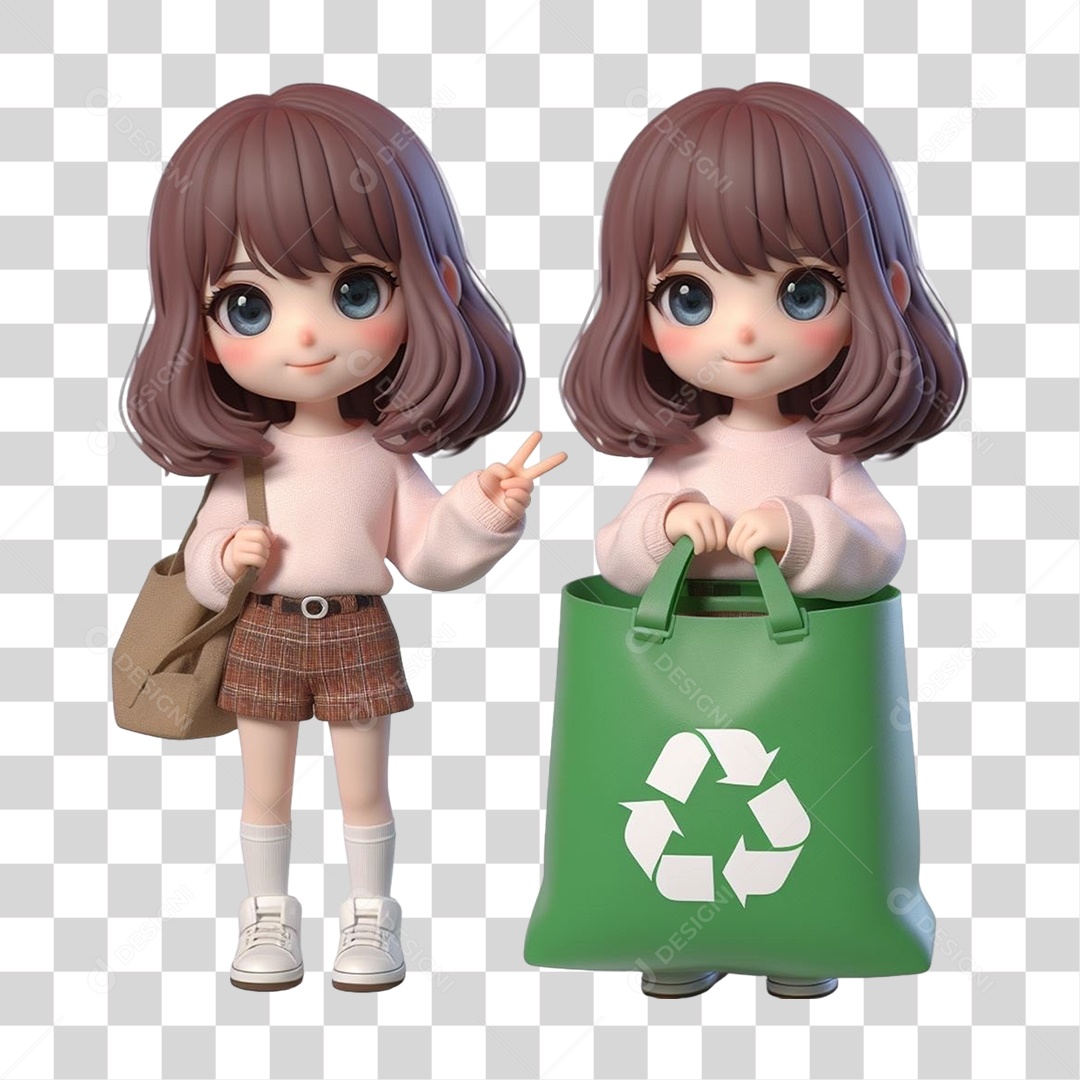Crianças com Saco de Lixo Reciclagem PNG Transparente
