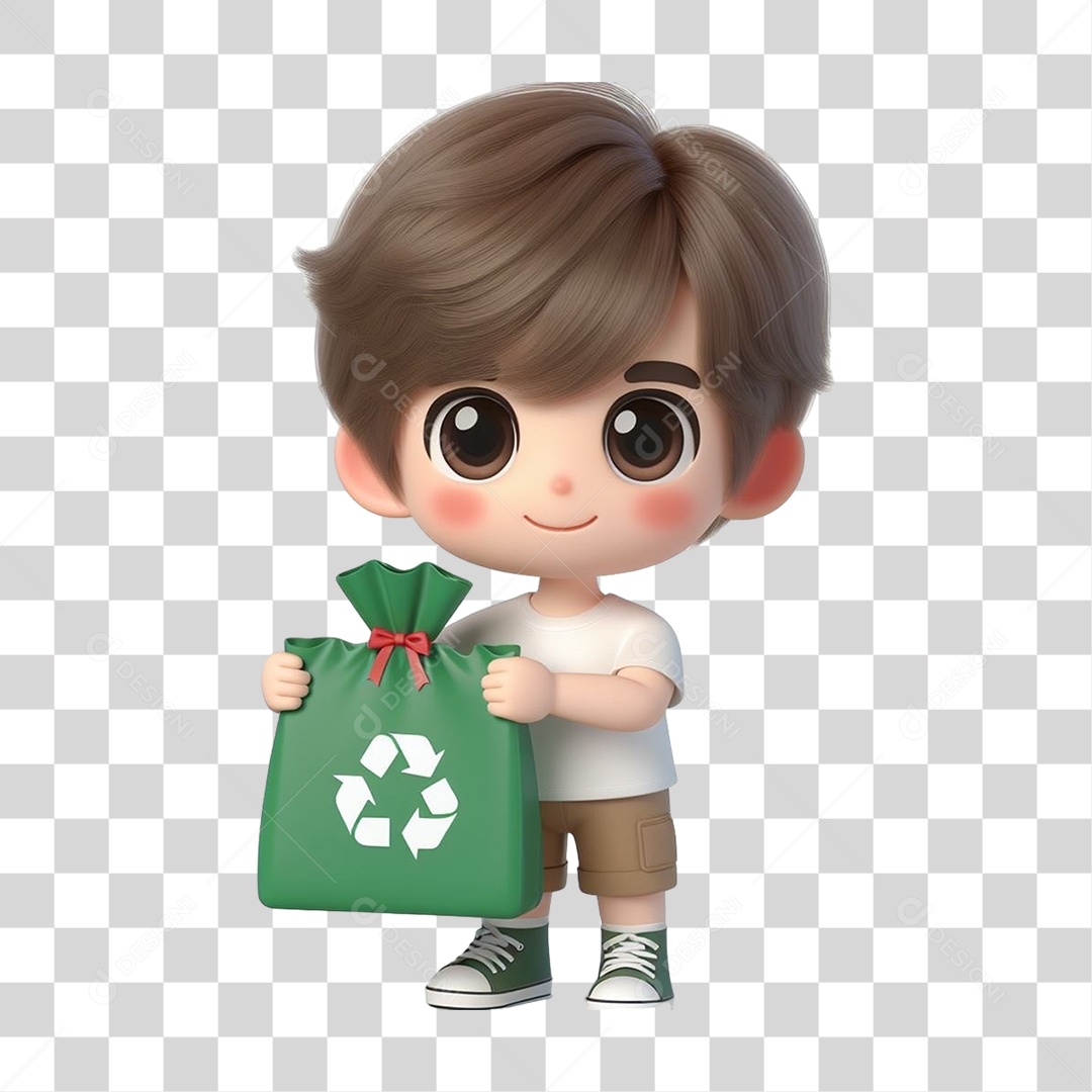 Boy with Trash Bag Recycling Transparent PNG