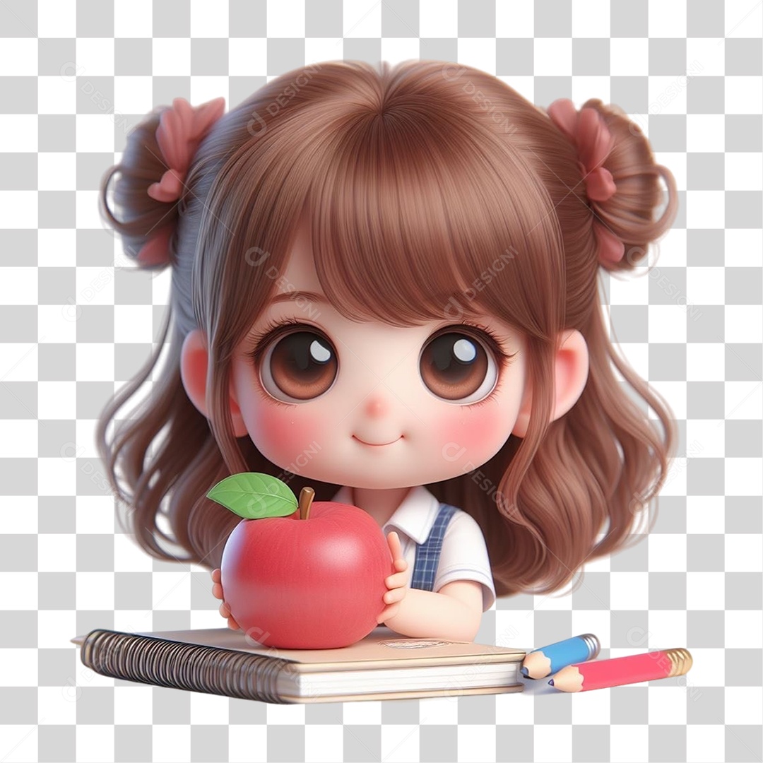 Garota Segurando uma Maçã PNG Transparente
