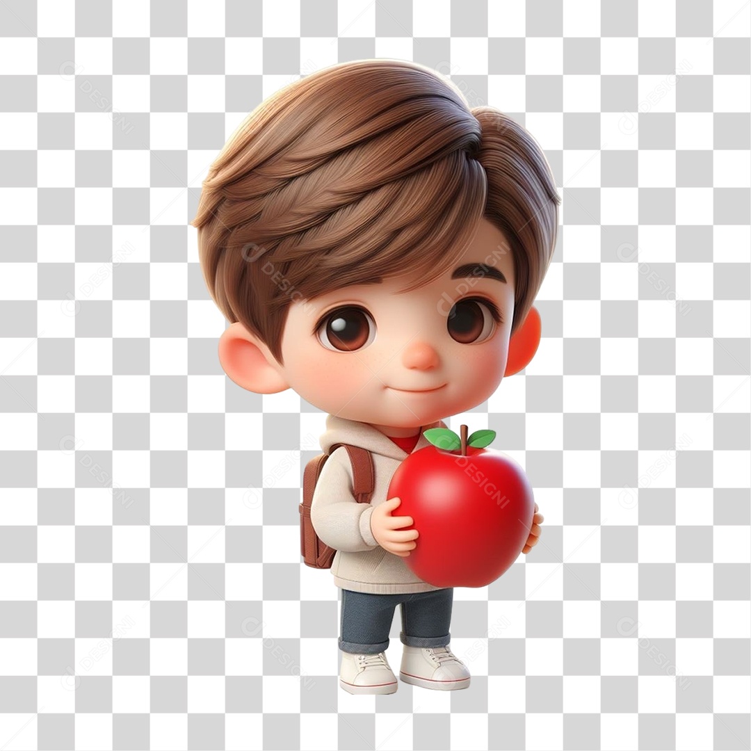Garoto Segurando uma Maçã PNG Transparente