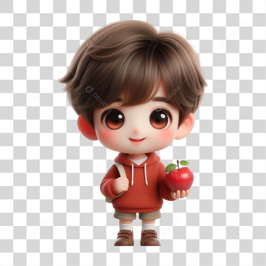 Garoto Segurando uma Maçã PNG Transparente