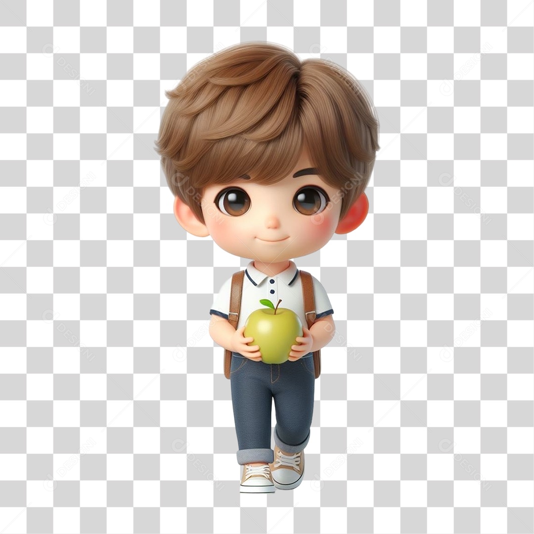 Garoto Segurando uma Maçã PNG Transparente