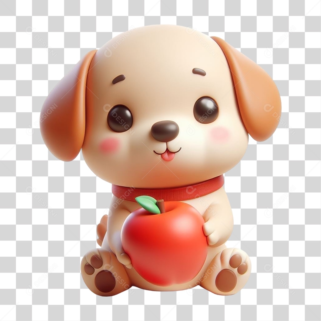 Cachorro com Maçã PNG Transparente