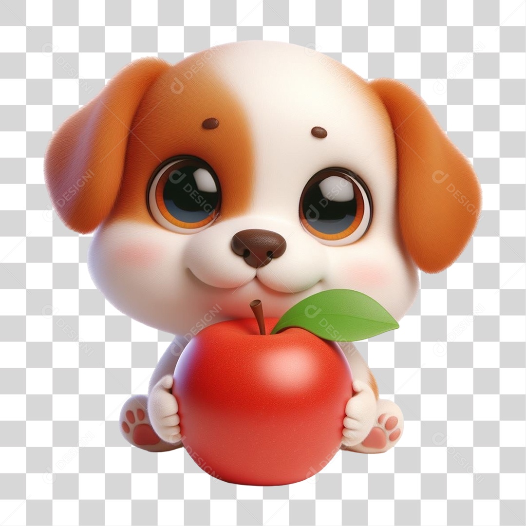 Cachorro com Maçã PNG Transparente