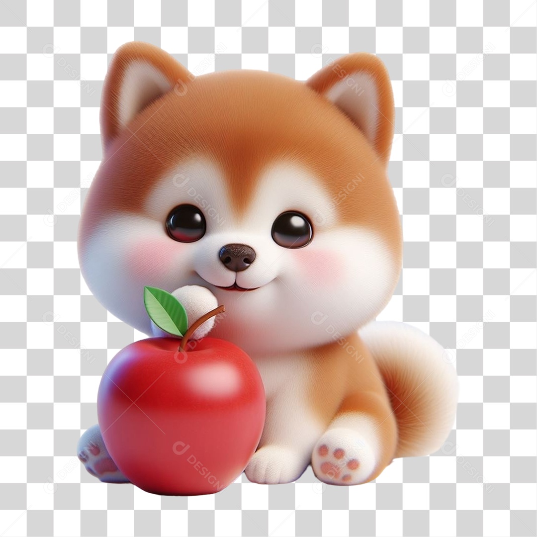 Cachorro com Maçã PNG Transparente