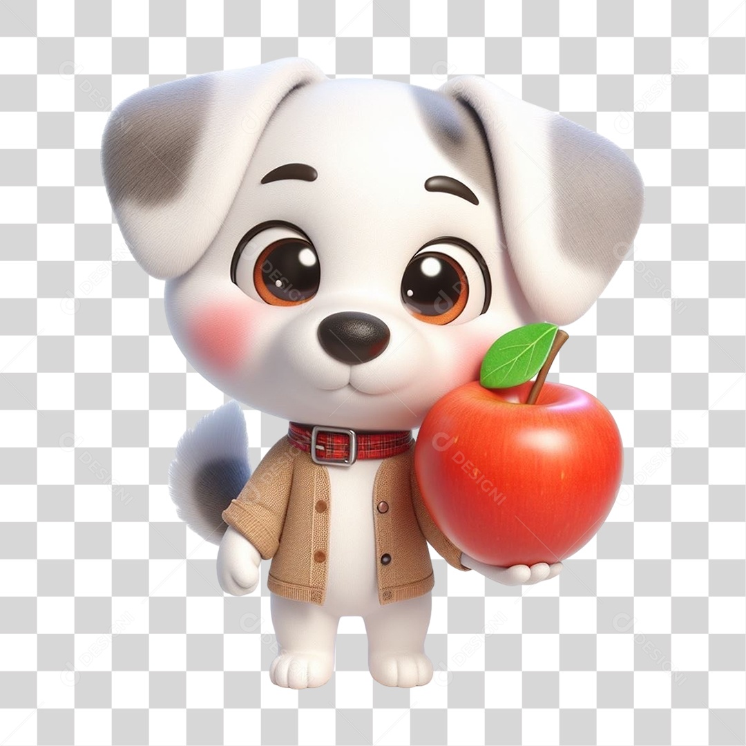 Cachorro com Maçã PNG Transparente