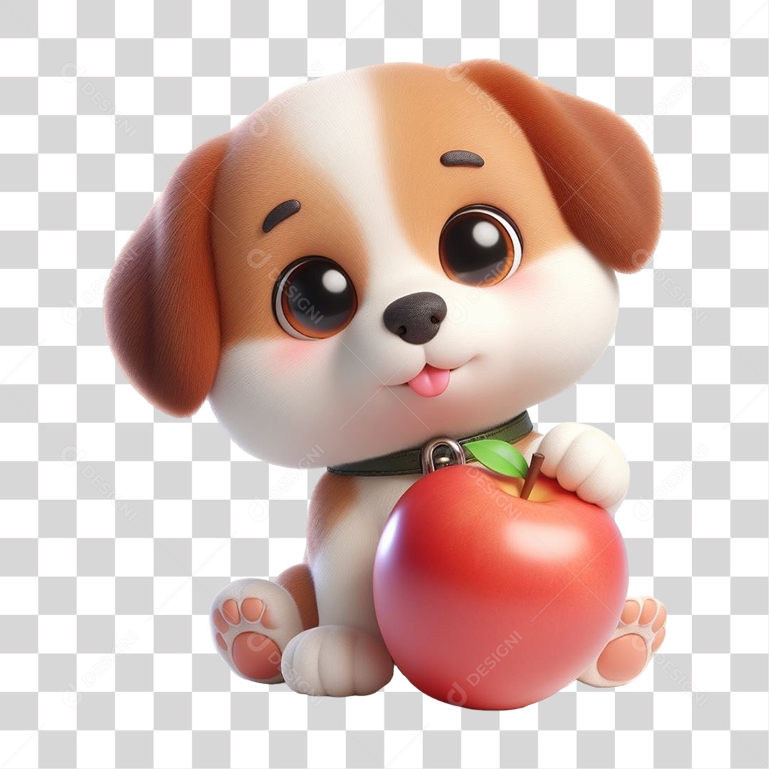 Cachorro com Maçã PNG Transparente