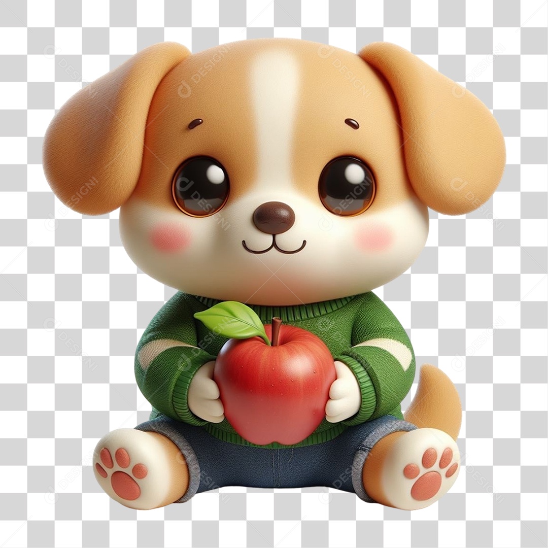 Cachorro com Maçã PNG Transparente