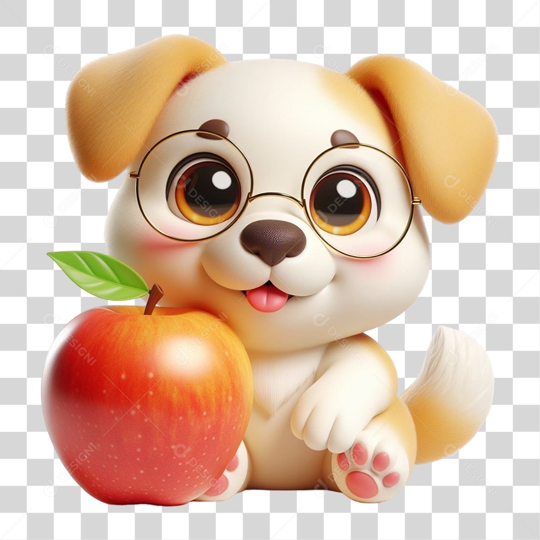 Cachorro com Maçã PNG Transparente