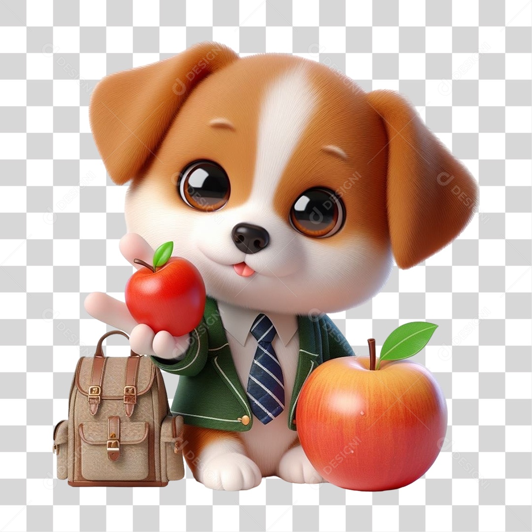 Cachorro com Maçã PNG Transparente