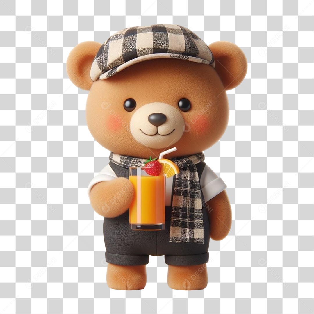 Mascote Urso com Fantasias Bebida PNG Transparente
