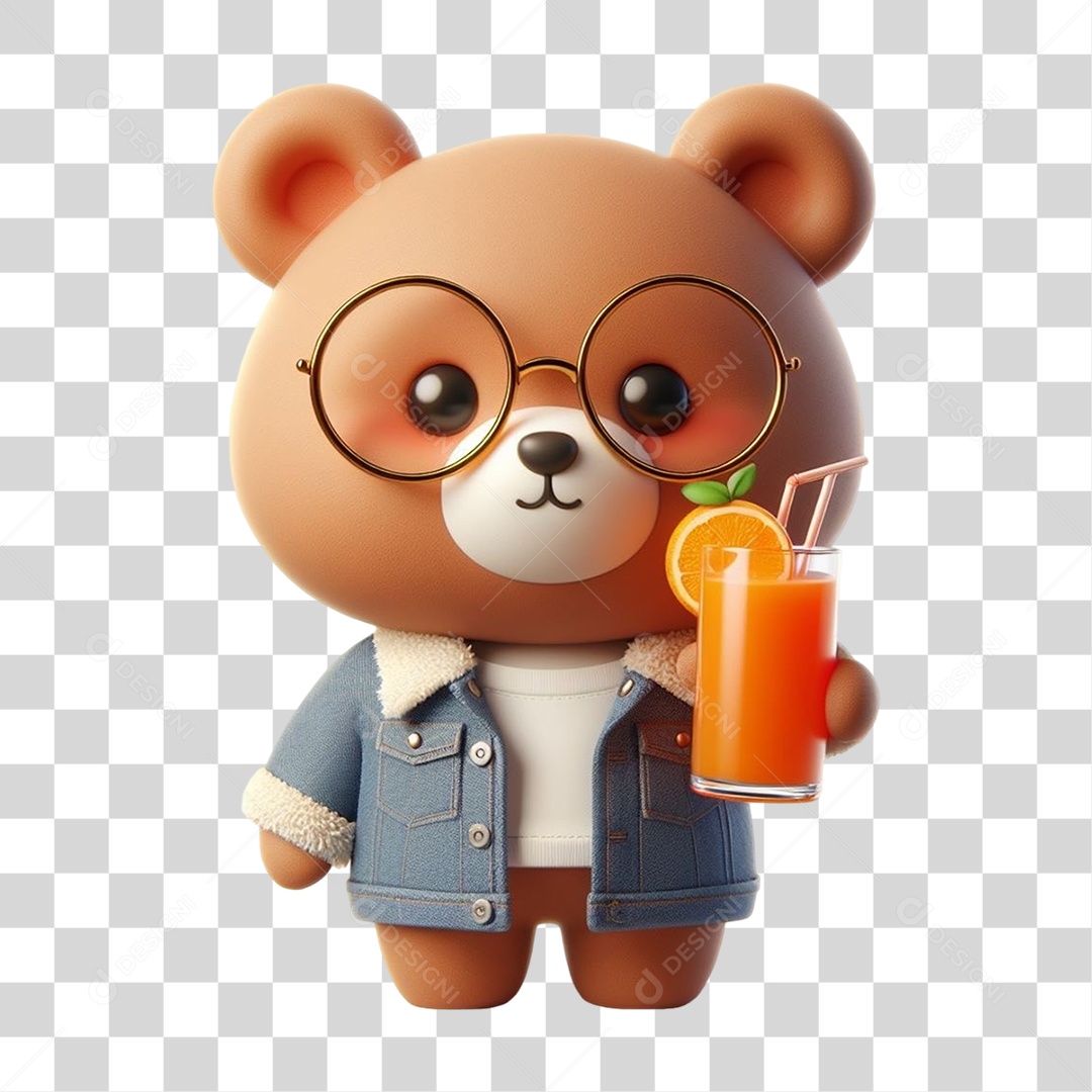 Mascote Urso com Fantasias Bebida PNG Transparente
