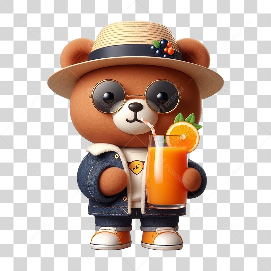 Mascote Urso com Fantasias Bebida PNG Transparente