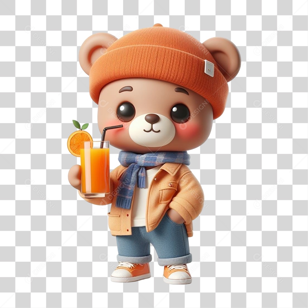 Mascote Urso com Fantasias Bebida PNG Transparente