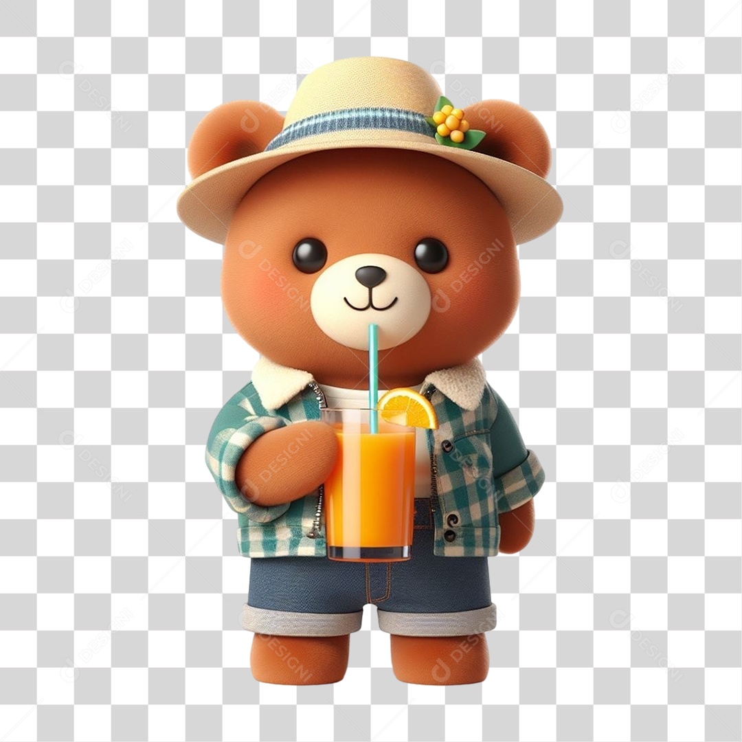 Mascote Urso com Fantasias Bebida PNG Transparente