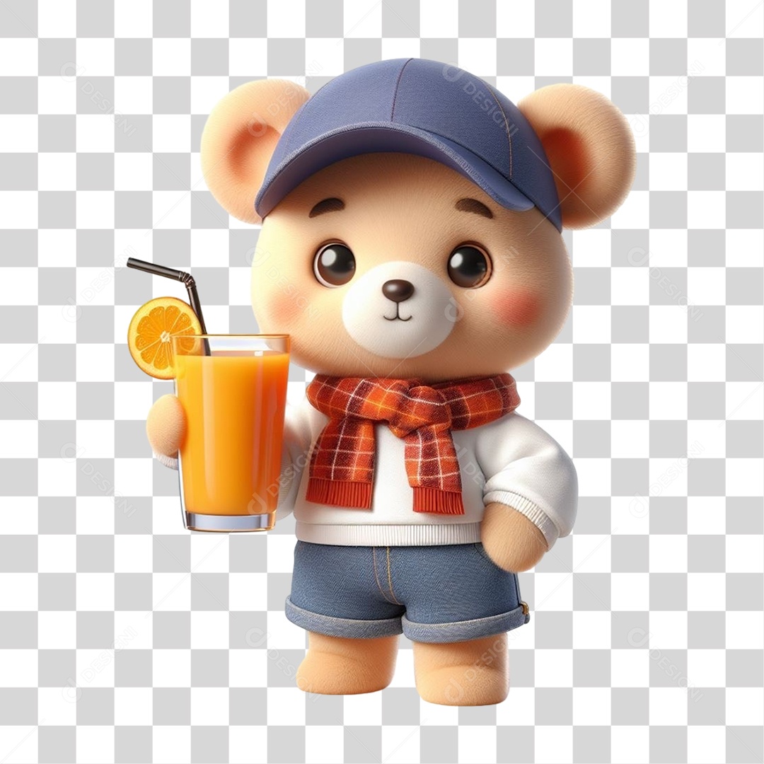 Mascote Urso com Fantasias Bebida PNG Transparente