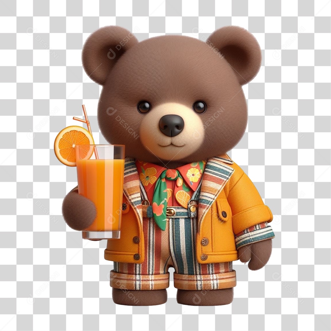 Mascote Urso com Fantasias Bebida PNG Transparente