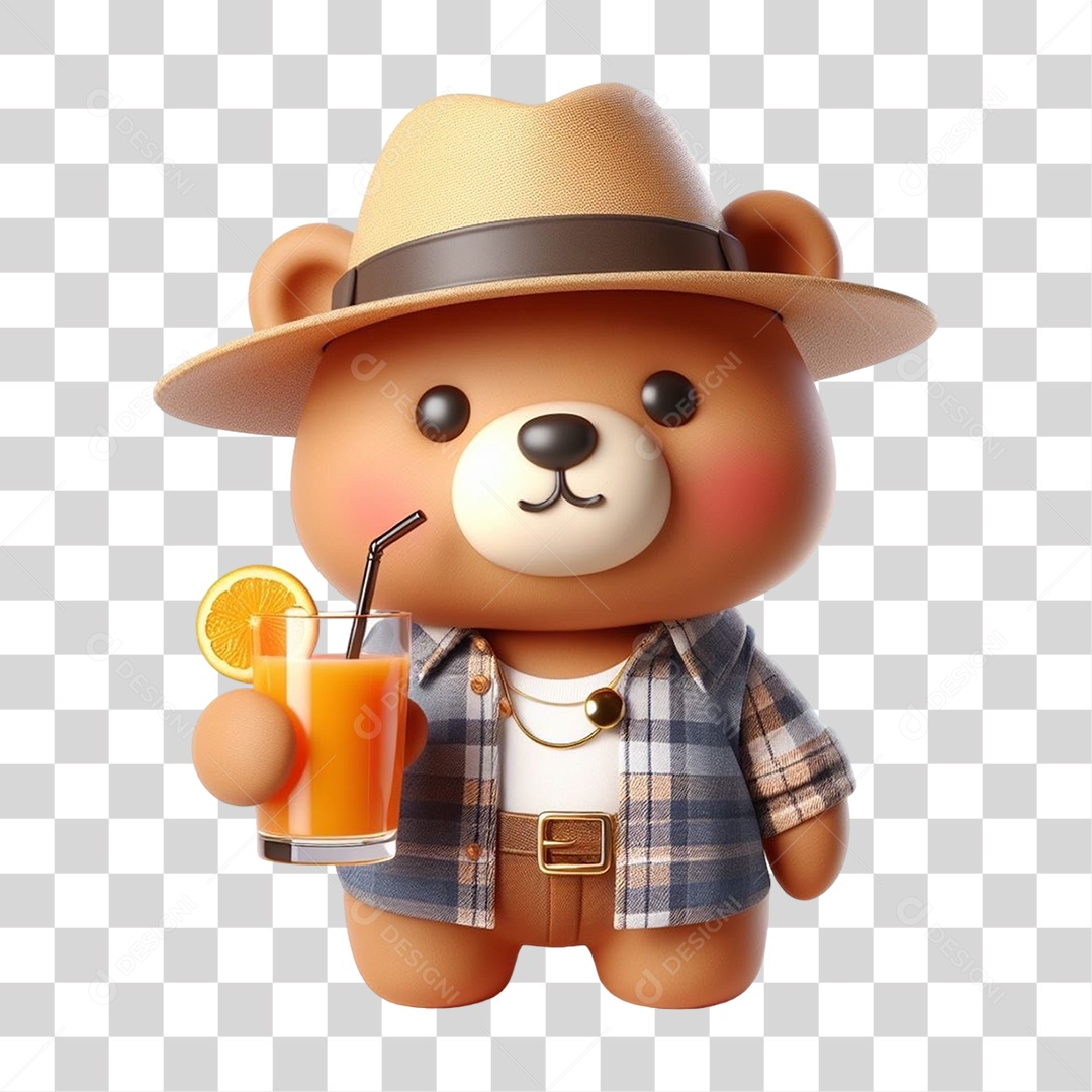 Mascote Urso com Fantasias Bebida PNG Transparente