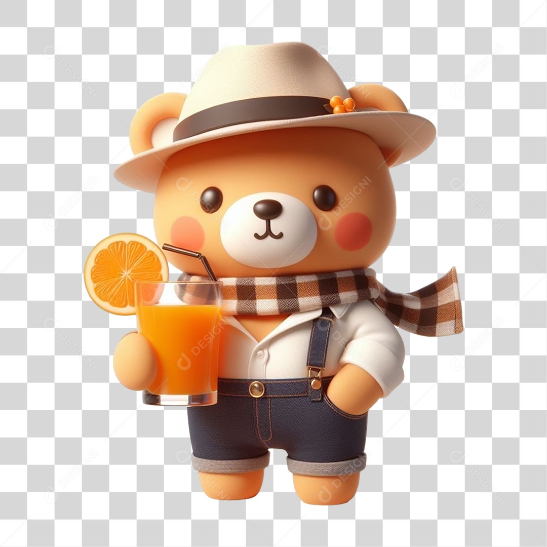 Mascote Urso com Fantasias Bebida PNG Transparente