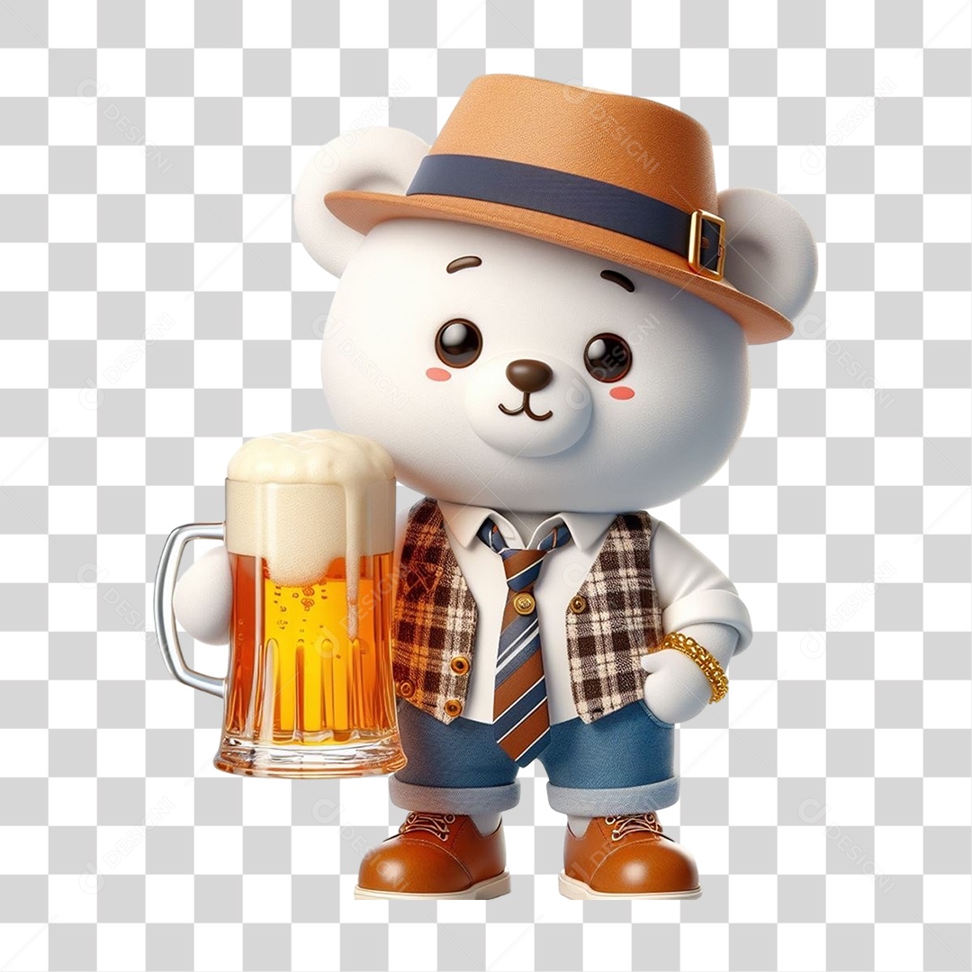 Mascote Urso com Fantasias Bebida Cerveja PNG Transparente