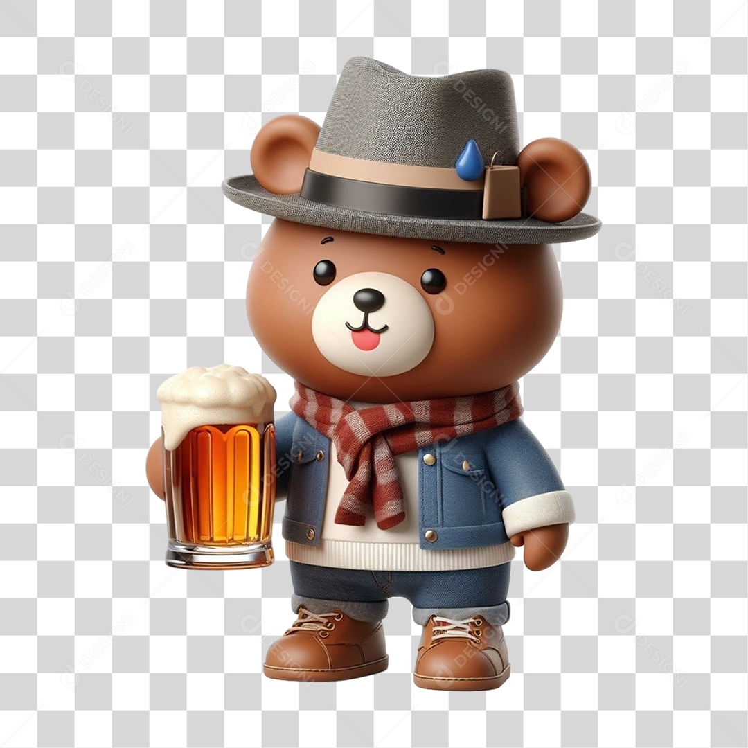 Mascote Urso com Fantasias Bebida Cerveja PNG Transparente