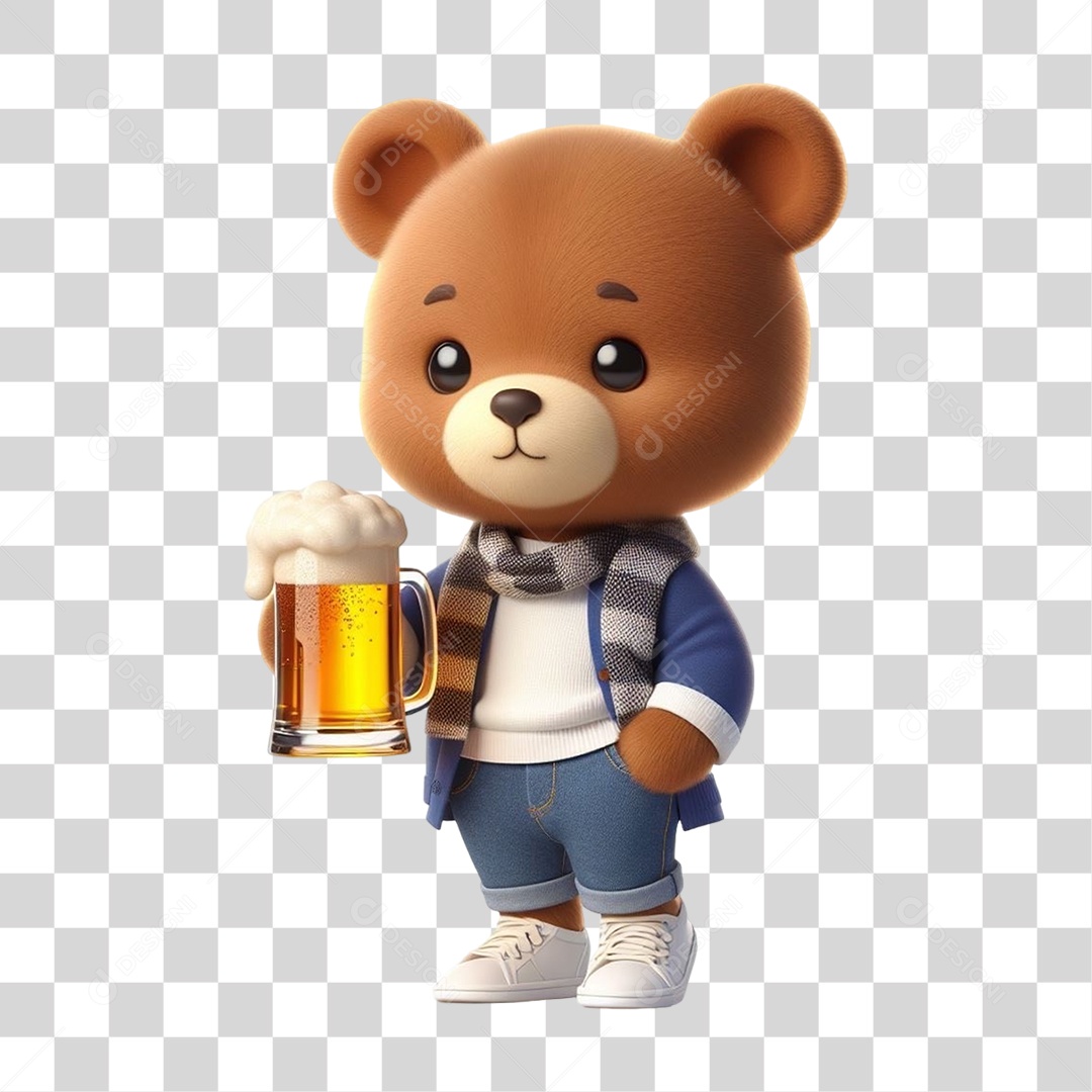Mascote Urso com Fantasias Bebida Cerveja PNG Transparente
