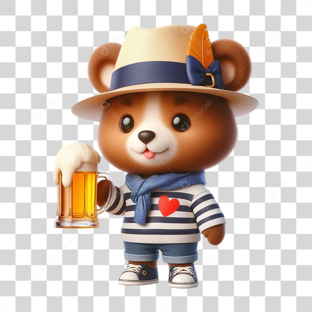 Mascote Urso com Fantasias Bebida Cerveja PNG Transparente