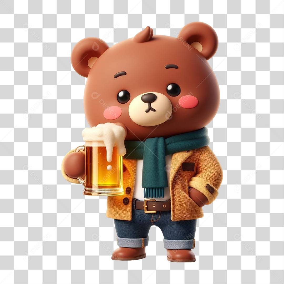 Mascote Urso com Fantasias Bebida Cerveja PNG Transparente