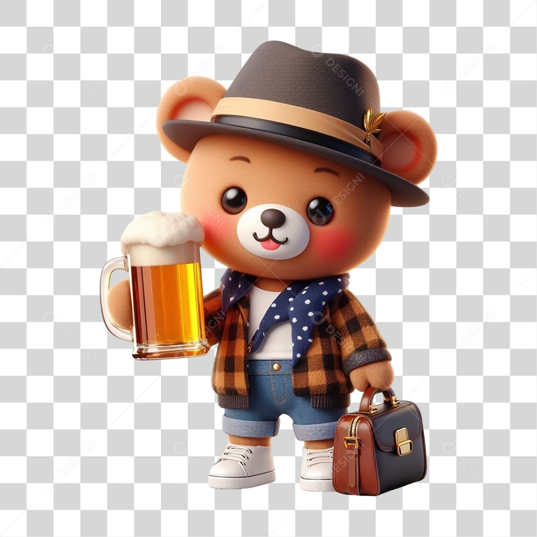 Mascote Urso com Fantasias Bebida Cerveja PNG Transparente