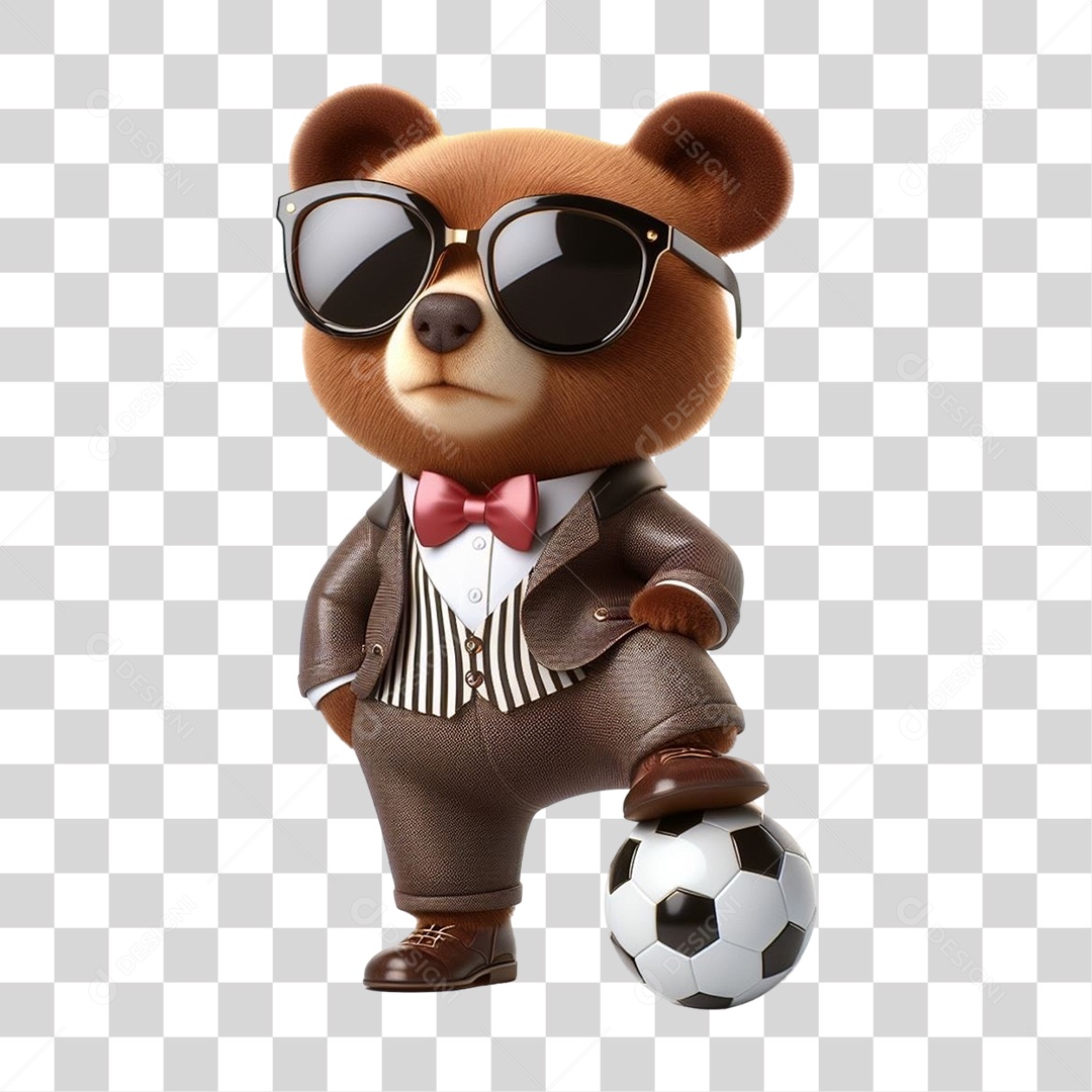 Mascote Urso com Uniforme PNG Transparente