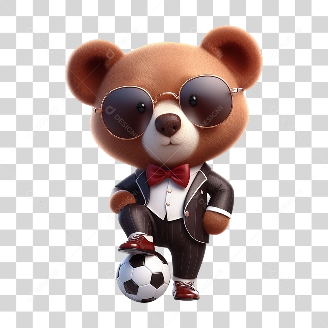 Mascote Urso com Uniforme PNG Transparente