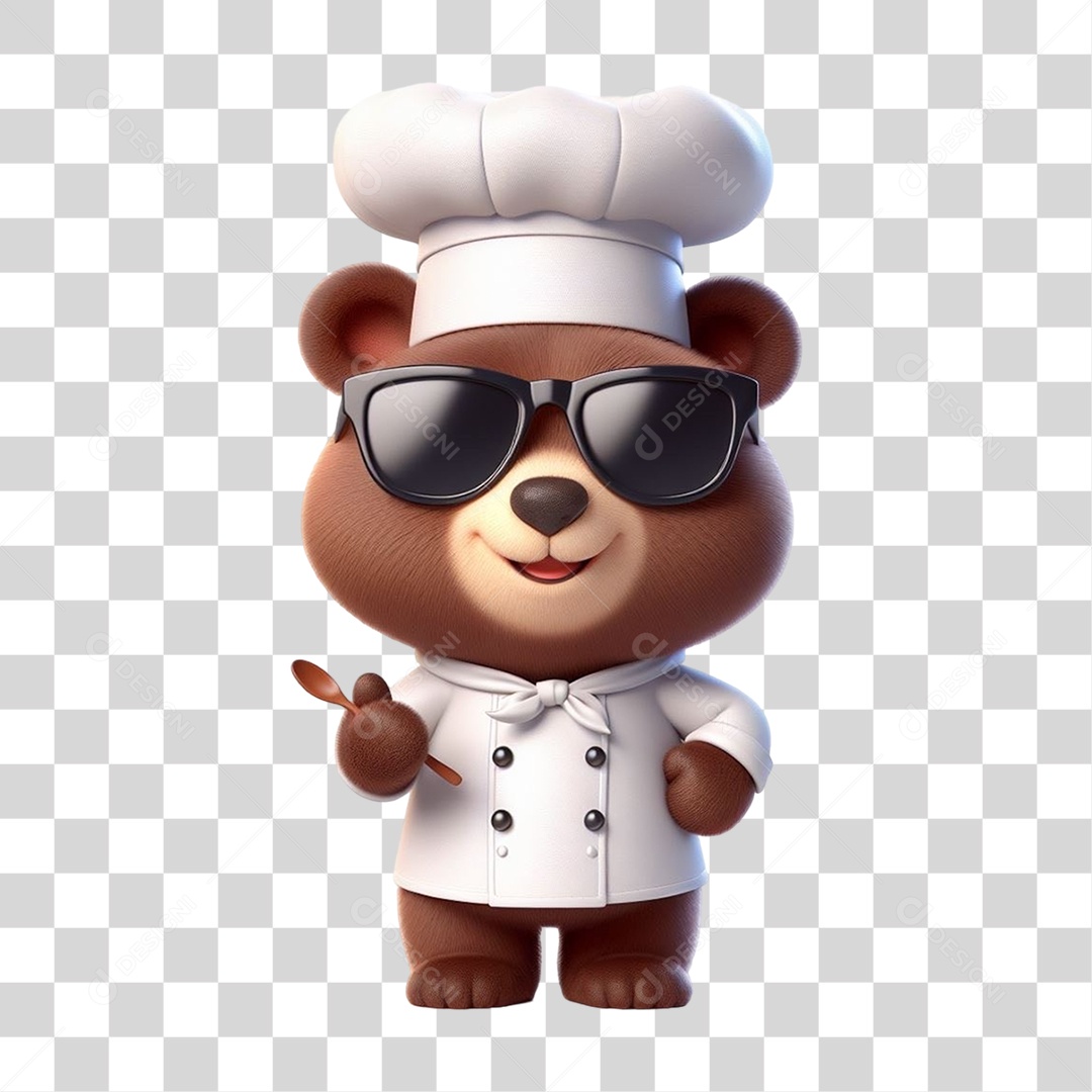 Mascote Urso com Uniforme PNG Transparente