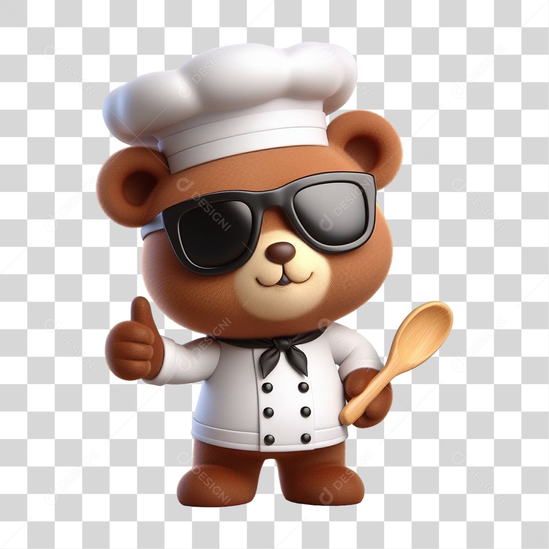Mascote Urso com Uniforme PNG Transparente