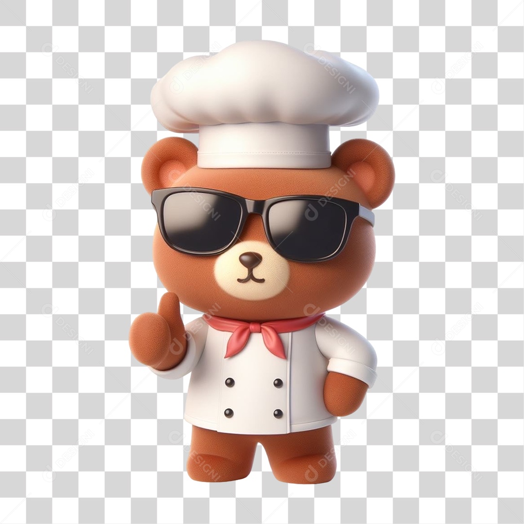 Mascote Urso com Uniforme PNG Transparente