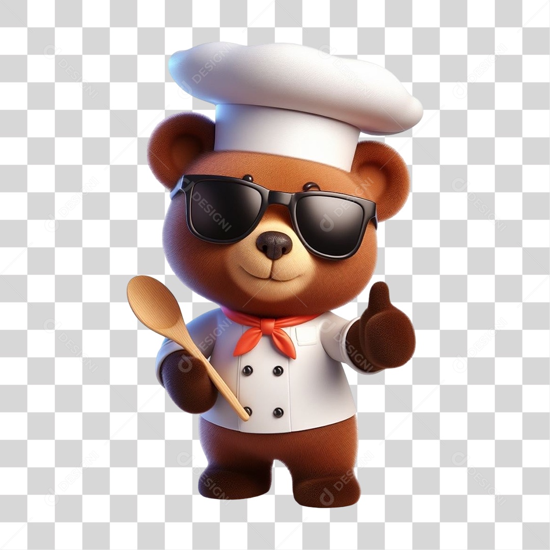 Mascote Urso com Uniforme PNG Transparente
