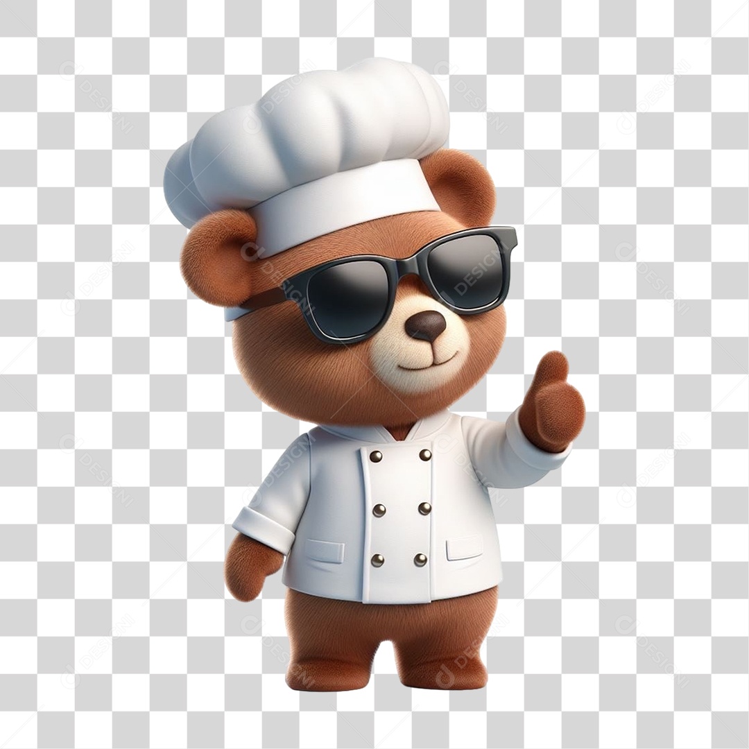Mascote Urso com Uniforme PNG Transparente