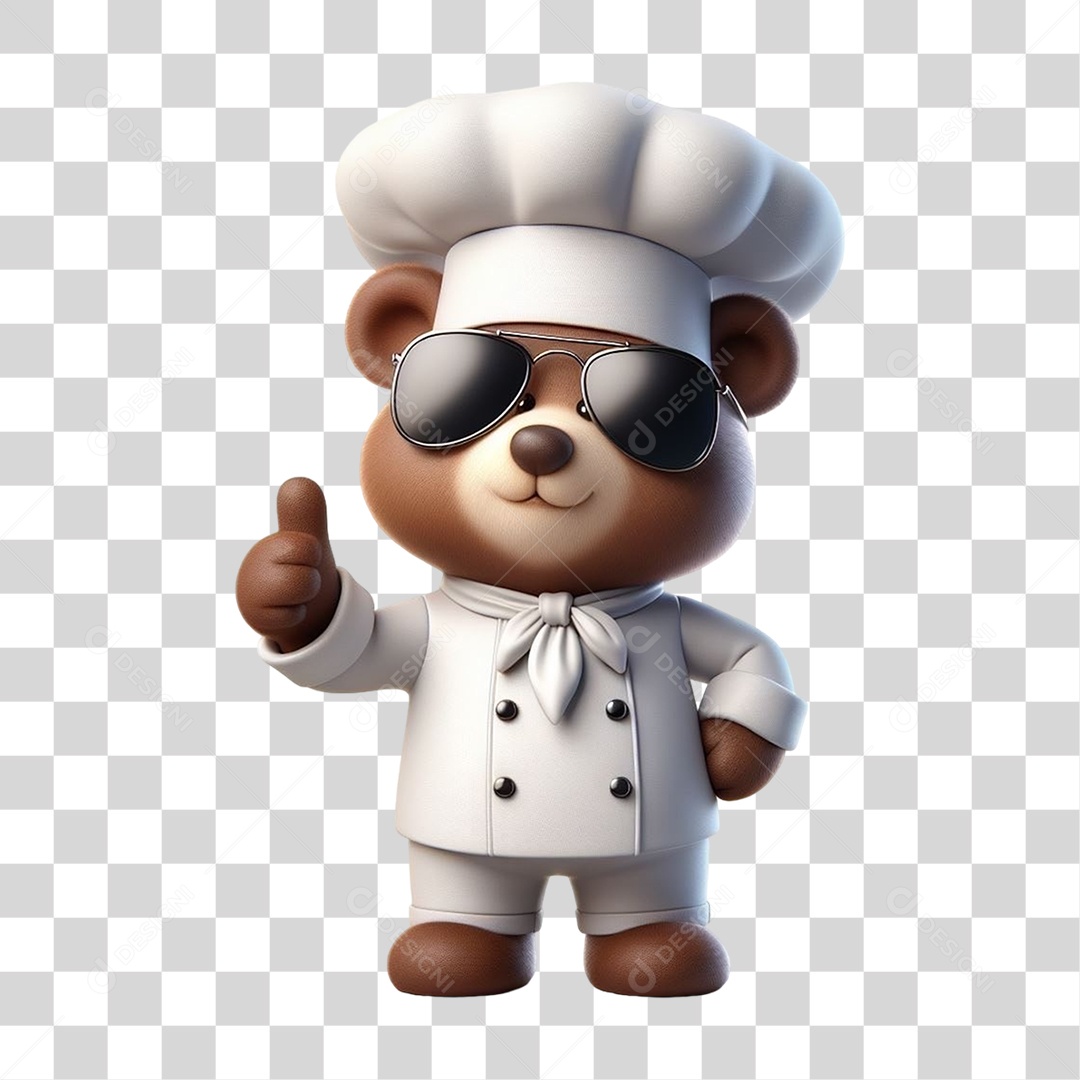 Mascote Urso com Uniforme PNG Transparente