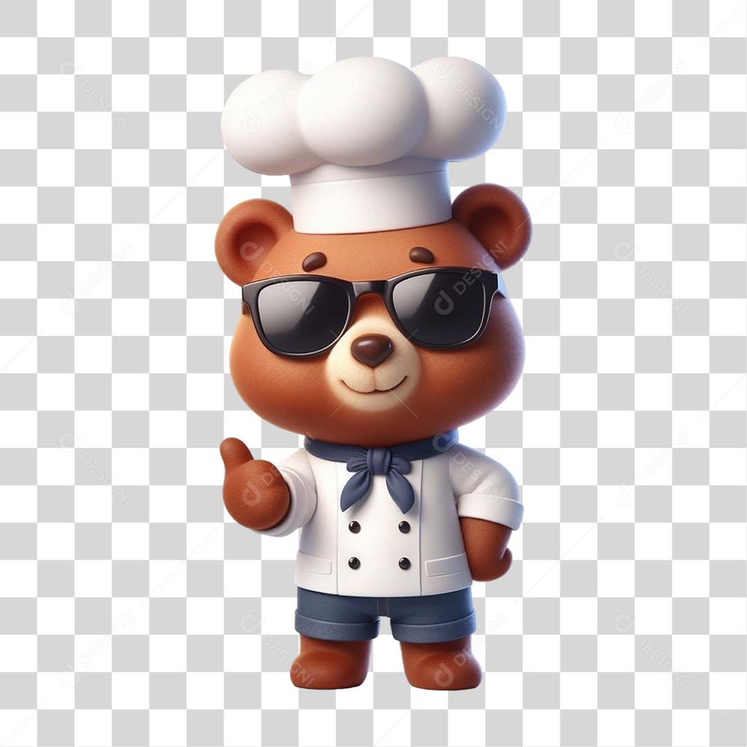 Mascote Urso com Uniforme PNG Transparente