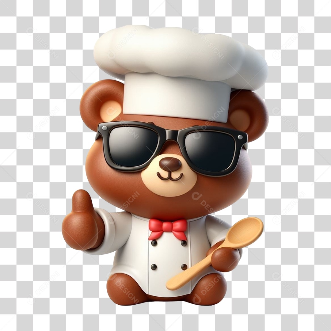 Mascote Urso com Uniforme PNG Transparente