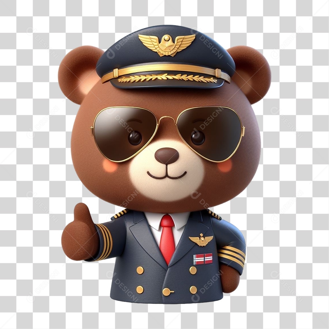 Mascote Urso com Uniforme PNG Transparente