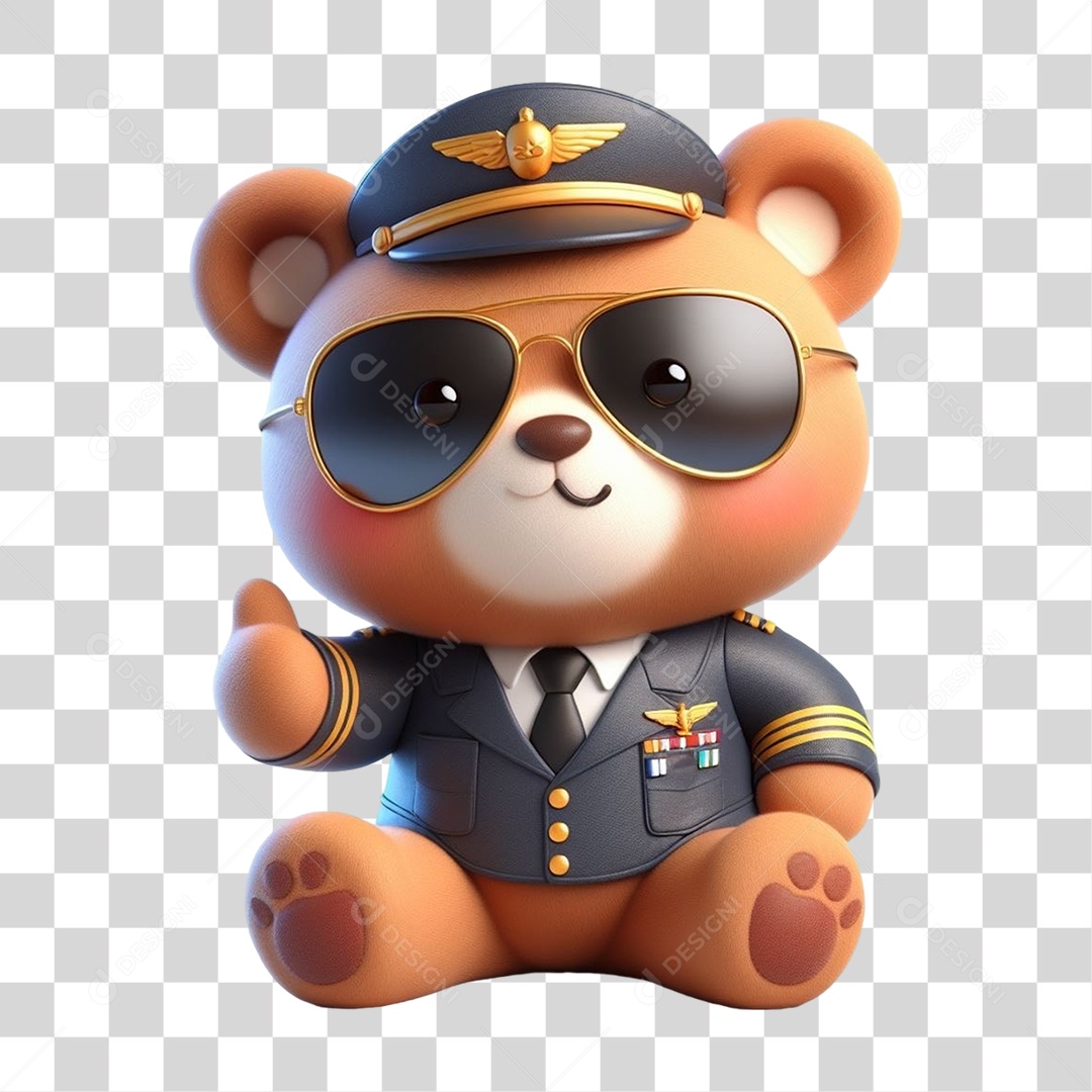 Mascote Urso com Uniforme PNG Transparente
