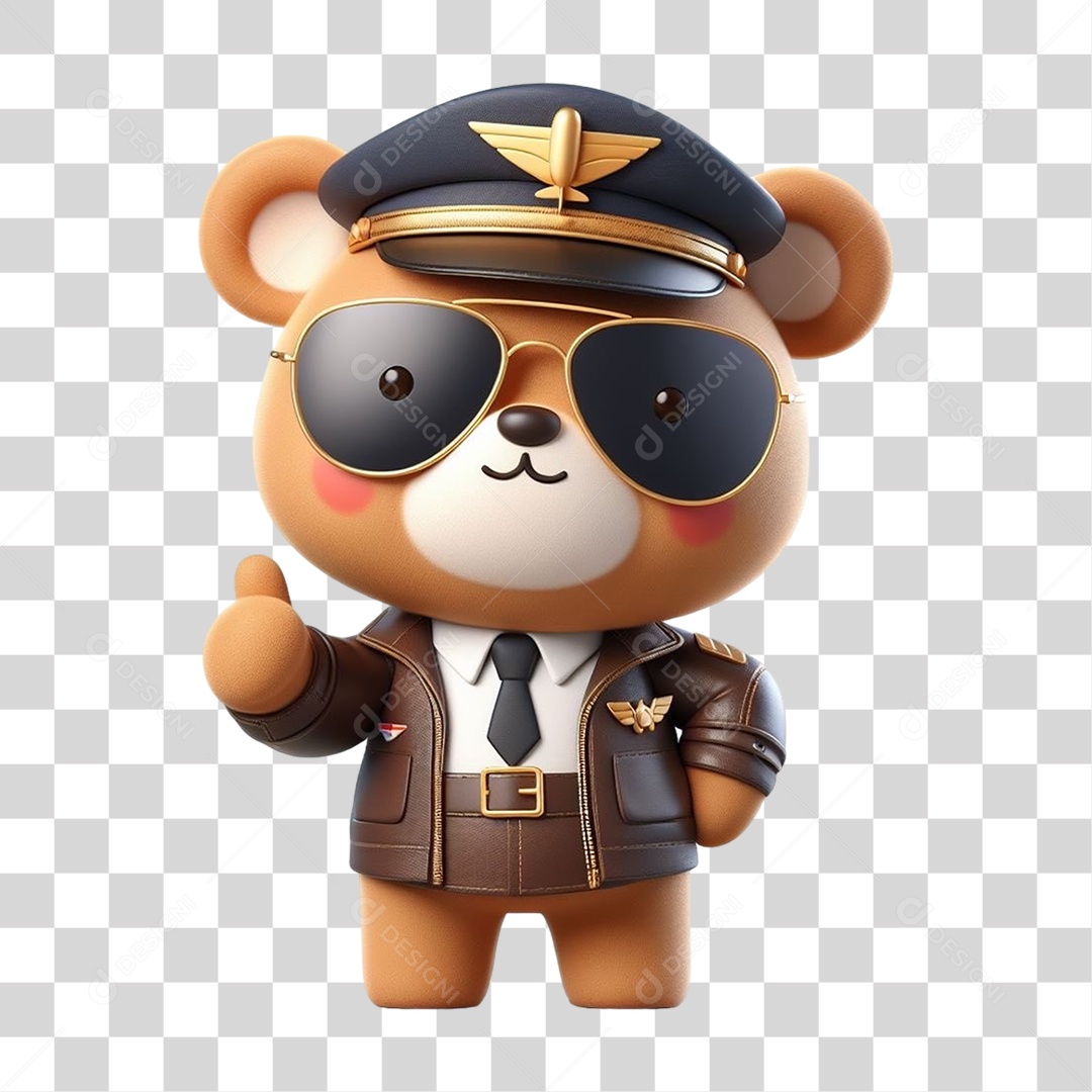 Mascote Urso com Uniforme PNG Transparente