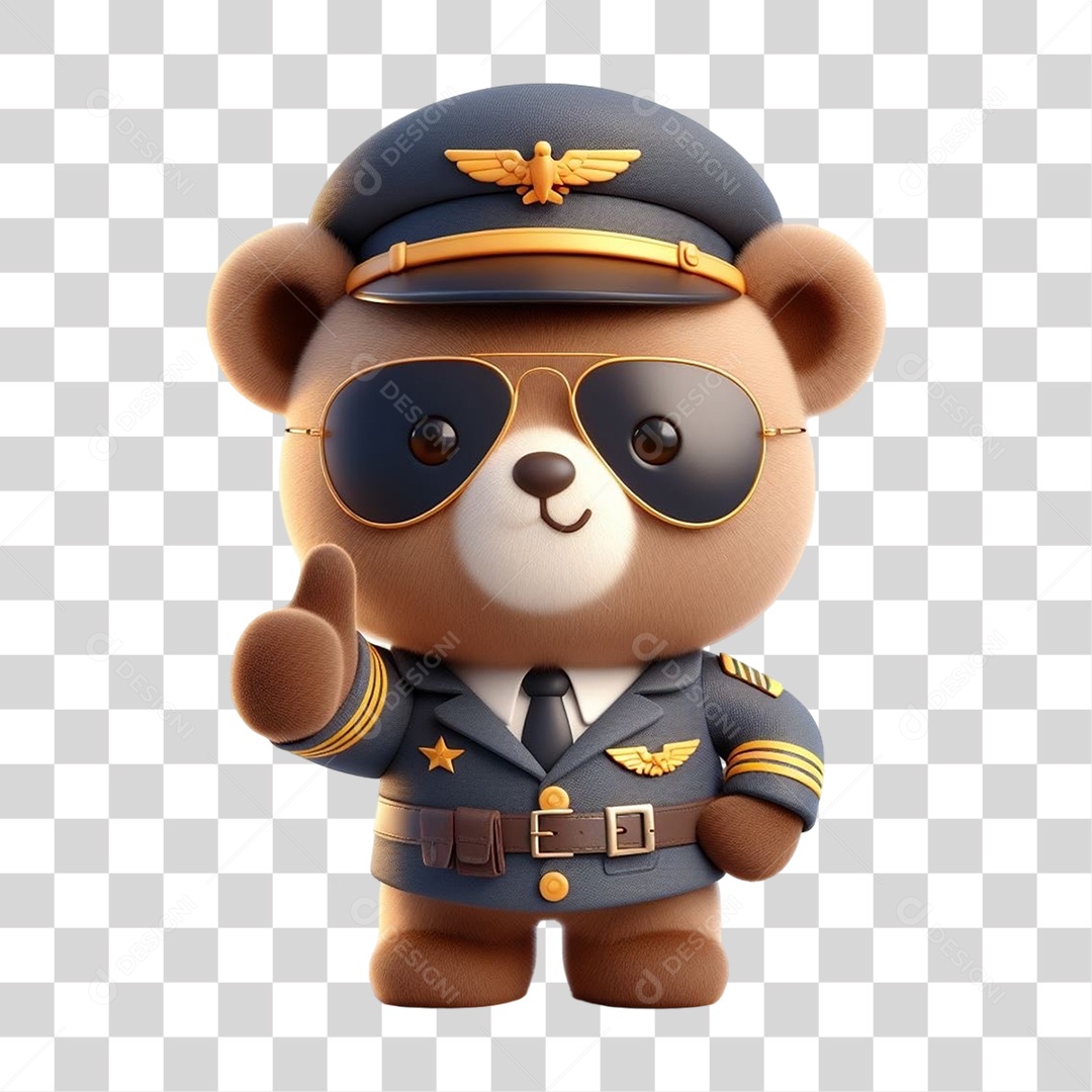 Mascote Urso com Uniforme PNG Transparente